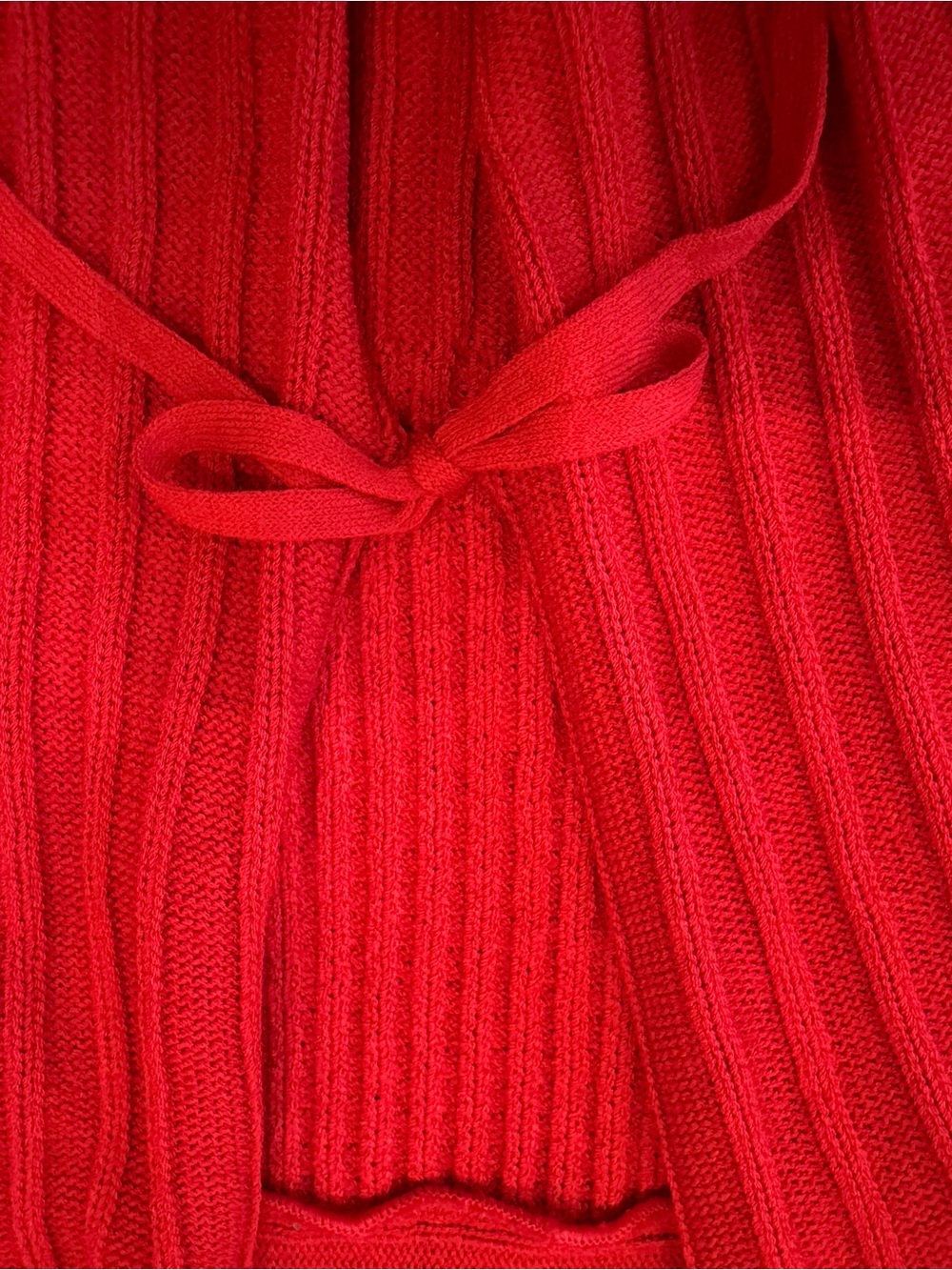St. John Cardigan Knit Shawl Collar Short Sleeve Tie Front Ribbed Red Med Luxury - Picture 4 of 8